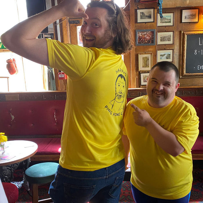 Harry's Ping Pong Club - BTTC x David Shrigley t-shirt. Synthetic tech fabric.
